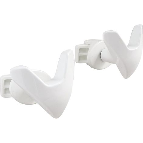 Patères V blanches pour sèche-serviette à visser - Lot de 2 - Fixation facile sur tubes ronds - Idéal pour une déco pratique et élégante dans votre salle de bain (1/3)
