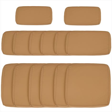 Housse de coussin extérieur en polyester marron lot de 14 (1/5)