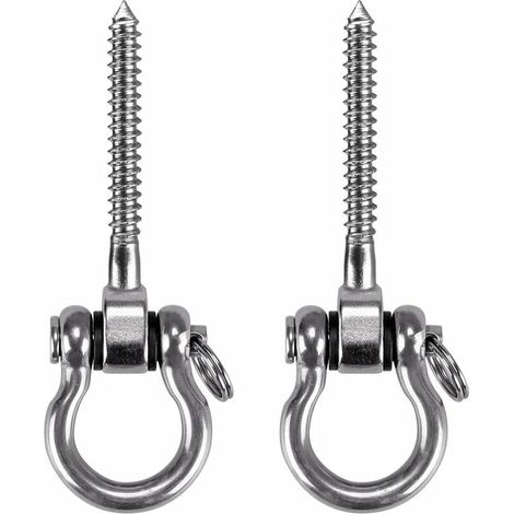 2 Pièces Crochet a Visser, Acier Inoxydable 304 Robuste 180° Crochet Plafond pour Aire de Jeux Intérieure Extérieure Yoga, Hamac ,Corde, Balançoire, Suspendue Chaise, Sac de Boxe , Max 450kg