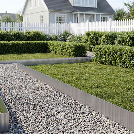 vidaxl Bordure de Pelouse 20 m x 25 cm Acier galvanisé Argenté (1/5)
