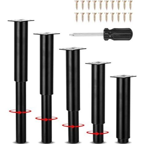 Universell verstellbare Bettbeine – 5er-Set, höhenverstellbar von 18 bis 34 cm, inklusive Schrauben und Schraubendreher