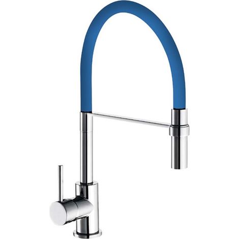 Rubinetto da cucina bocca alta winter con flessibile blu e doccetta estraibile (1/3)