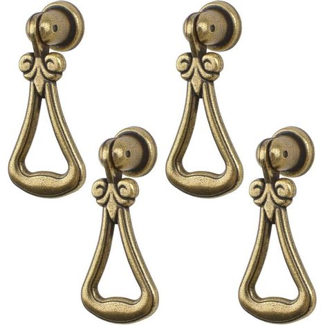 Lot de 4 poignées de suspension vintage en alliage de zinc avec anneau triangulaire pour armoires, armoires, placards, tiroirs, portes, meubles décoratifs - Vert bronze (1/5)