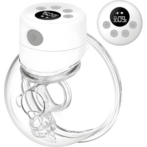 Tire Lait Electrique Main Libre, Tire Lait Main Libre avec 2 Modes, 9 Niveaux, Mode Silencieux, Extracteur de Lait Rechargeable avec Affichage LED (1/5)