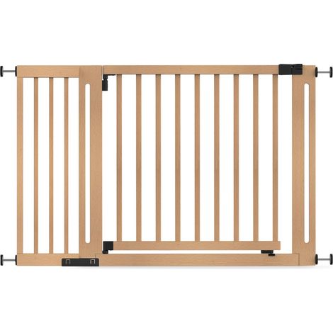 Safetots Wooden Elegance Gate, Natural, 125cm - 133cm, Pressure Fit Safety Gate, 73cm Extra Wide Doorway, Easy Installation