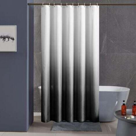 [JAMAIS UTILISÉ] 180x180cm Rideau de Douche Anti Moisissure Noir Dégradé Tissu Lavable en Machine Petit Rideau de Bain Textile en Polyester Imperméable avec 10 Anneau Rideau Douche (1/4)