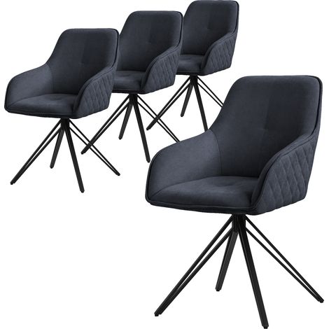 ML-Design Set 4x Sedie da Sala da Pranzo Girevole a 360° in Tessuto di Tessitura Antracite Sedie da Soggiorno con Braccioli e Schienale Poltrone da Cucina Imbottite Poltroncine con Gambe in Metallo (1/5)
