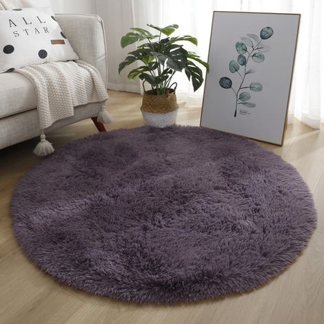 Tapis Shaggy - Pile Velours 4 cm - Antidérapant - Pour Salon Chambre À Coucher - 40 cm 60 cm 80 cm - Gris Violet (1/5)