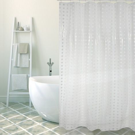 Cortina de ducha de PVC 180x200cm Blanca - Anillas incluidas MSV