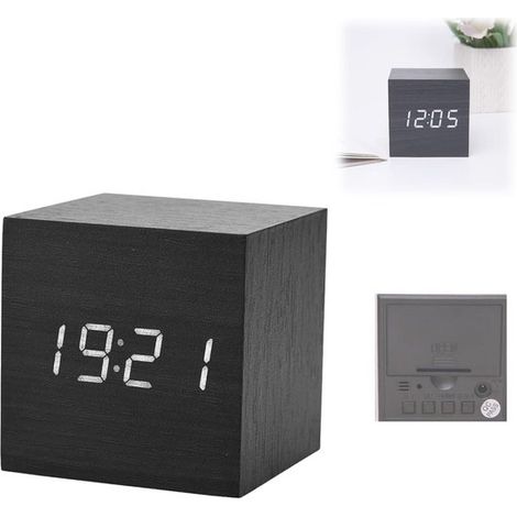 Reloj despertador de madera,6 x 6 x 6 cm. Reloj despertador digital de madera,6 x 6 x 6 cm,madera (1/5)