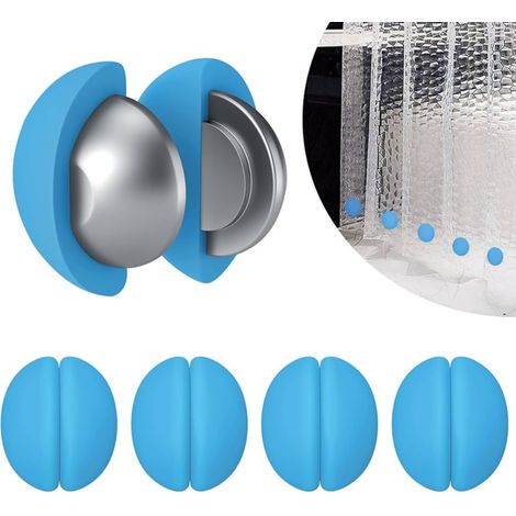 4 Paires d'aimants puissants pour rideau de douche - Revêtement en silicone anti-rayure, résistant à l'eau et anti-vent (1/5)