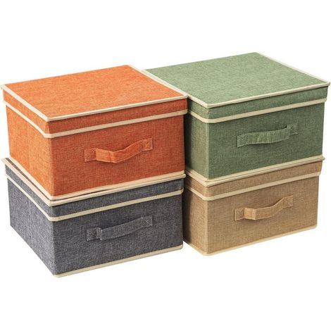 Aufbewahrungsboxen mit Deckel und Griff, 4er-Set, faltbar, 33,5 cm (1/5)