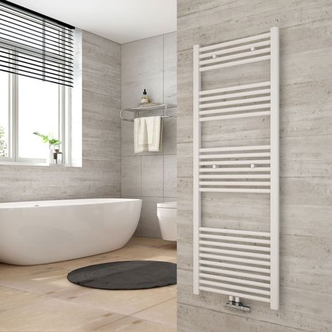 Heilmetz Radiador de baño secador de toallas calefacción 1400 x 500 mm Blanco radiador de toallas conexión media calentador de toallas