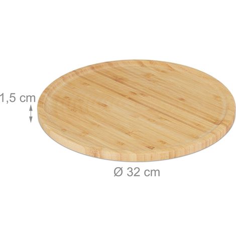 Set di 2 taglieri per pizza ergonomici con bordo rialzato 40 x 30 x 1 cm in bambù naturale 130013683