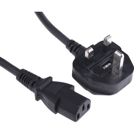 Câble d'alimentation, Noir, Connecteur C13, IEC vers Fiche britannique / 5 A, 3m ( Prix pour 1 ) (1/3)
