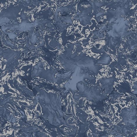 Liquid Marble Effect Navy Blue Silver Wallpaper Elixir Muriva Metallic Modern (1/4)