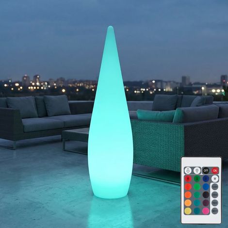 Support extérieur lampe enfichable télécommande lampe sur pied décorative forme de goutte dimmable dans un ensemble comprenant des lampes à LED RVB