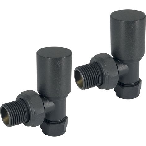 Warmehaus 15mm Twin Pack Angled Towel Radiator Valves Anthracite (1/2)