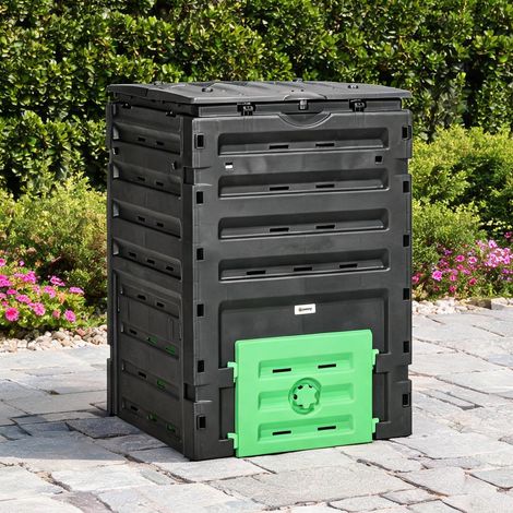 Composteur de jardin 450 L avec 80 aérations et 2 portes en PP (1/5)