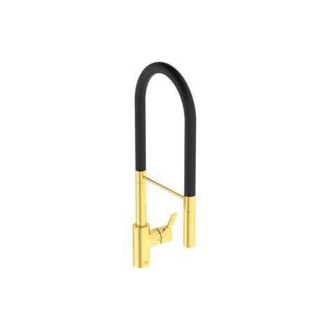 Ideal Standard Mitigeur de cuisine Gusto Saillie 225mm Semi-Pro Douchette 2 jets H:604mm Brushed Gold, BD421A2