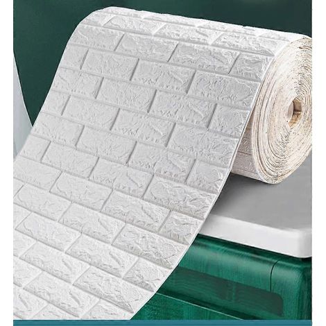 10 m Rolle selbstklebende, wasserfeste 3D-Schaumtapete in Fliesen-/Ziegeloptik, für Wohnzimmer oder TV-Wand. (1/5)