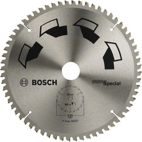 Bosch 1x Lama per Sega Circolare Special (per Legno, Metalli non Ferrosi, Plastica, Ø 235 x 2.5/1.8 x 30/25 mm, 64 Denti, FT, con 1x Anello di Riduzione 25 mm, Accessori Seghe Circolari) (1/3)