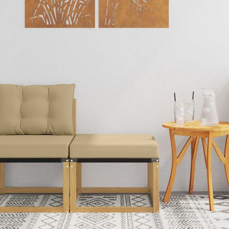 Reposapiés de exterior Madera maciza de Acacia y Tela Textilene