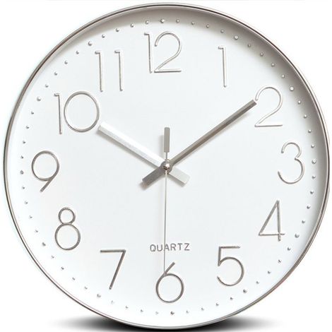 Horloge murale minimaliste (argenté), 30CM (12 pouces) Horloge murale moderne et silencieuse, mouvement à quartz silencieux (1/5)