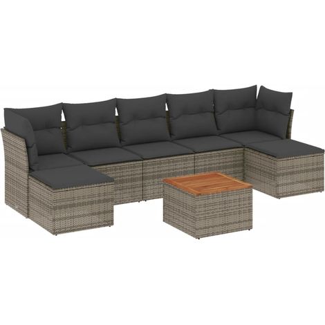 Maison Exclusive - 8-tlg. Garten-Sofagarnitur mit Kissen Grau Pol