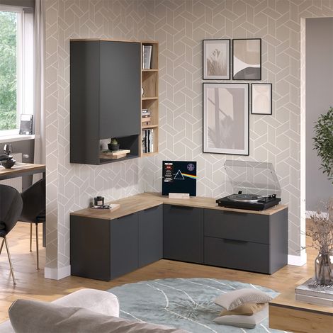 Meuble-paroi Wido, Anthracite, 5 pièces, Vicco