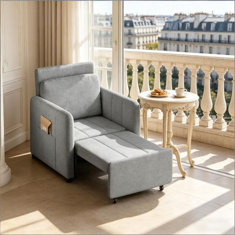 Canapé extra-long, fauteuil-lit, fauteuil TV extensible avec dossier réglable en 5 positions, fauteuil-lit (fauteuil-lit uniquement) (1/5)