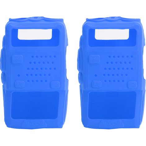 2PCS Housse de Protection Souple en Silicone pour Talkie-Walkie Baofeng UV5R (Bleu) (1/5)