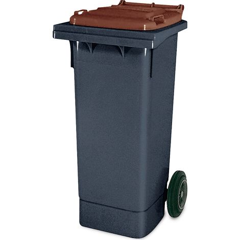 BRB Müllbehälter, 80 Liter, grau mit bunten Deckeln, BxTxH 445 x 520 x 930 mm, Niederdruck-Polyethylen (PE-HD) (grau/braun)