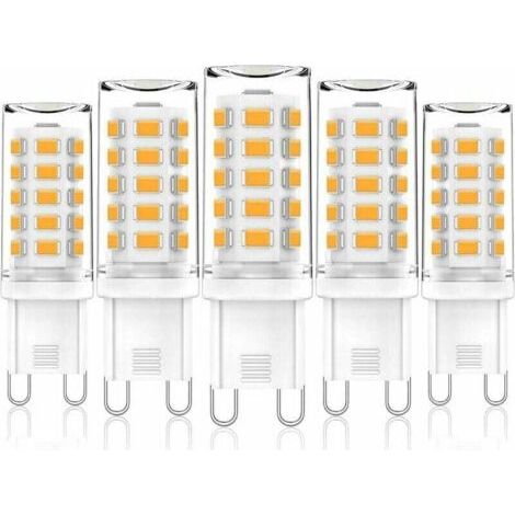 Ampoule LED G9 3,2 W blanc chaud 2700 K, ampoules LED G9 420 lm, équivalent à une ampoule halogène 28 W 40 W, ampoules LED G9 maïs pour lampe de table, anti-scintillement, AC 100-265 V, (5 pièces, bla (1/5)