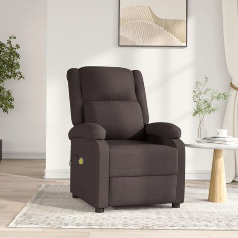 Sillón de masaje eléctrico tela marrón oscuro vidaXL (1/5)