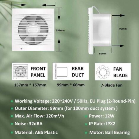 [JAMAIS UTILISÉ]Ventilateur extracteur d’air silencieux avec valve anti-retour + grille anti-moustique intégrée ( 159 x 81 x 159 mm) (1/3)