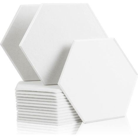 12 Pièces Panneaux Acoustiques Hexagonal- 30 x 26 x 1 cm Mousses Acoustiques - Pour Studio d'enregistrement, Bureau, Studio et Décoration Murale (Blanc) (1/5)