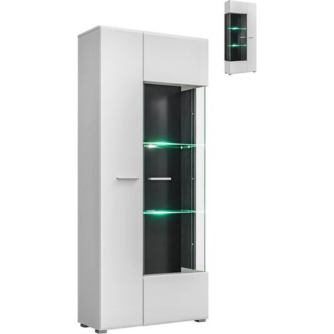 Dusine – Vitrine réversible blanche laquée et bois noir avec LED – Dimensions 80 x 35 x 190 cm – Fabrication européenne – Quincaillerie incluse - LED 80 X