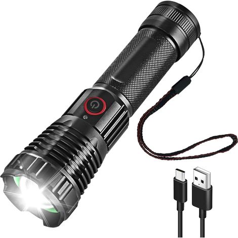 P18 Ultra Powerful LED Torch 20000 Lumens Tactical Flashlight USB Rechargeable 5 Modes Waterproof Torch for Camping Hiking Emergency (1/5)