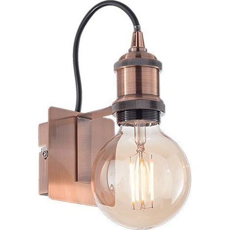 Applique murale industrielle cuivre antique – Hauteur 21 cm – Largeur 9 cm – Profondeur 12 cm – Pour ampoule E27 vintage – Millumine (1/2)