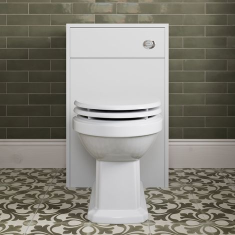 500mm Traditional Bathroom Cloakroom Back to Wall BTW Toilet Unit Pan Seat Cistern White (1/5)