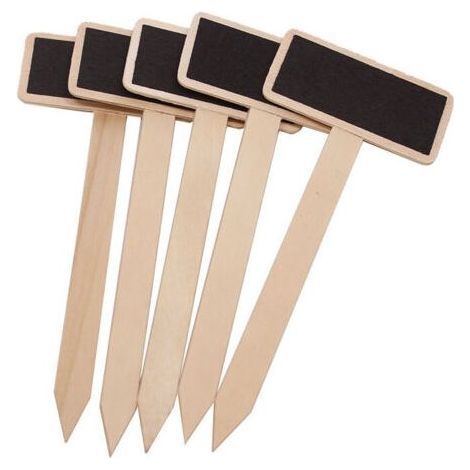 Lot de 20 étiquettes en bois pour plantes de jardin - Tableau noir - Avec stylo de marquage pour plantes d'intérieur et d'extérieur - Étiquettes pour plantes en pot, herbes, fleurs, légumes (1/5)