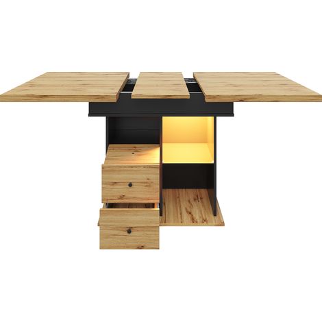 Mesa extensible 110-140 x 80 cm en MDF y metal con LED y USB (1/5)