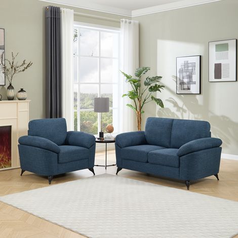MALMO MODERN SCANDI STYLE FABRIC LIVING ROOM 1+2 SEATER SOFA SET BLUE (1/5)