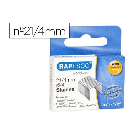 Rapesco Grapas Galvanizadas 21/4 Tipo 6/4 Caja 2000