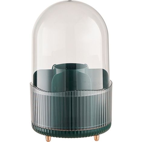 Drehbarer Aufbewahrungsbehälter für Make-up-Pinsel, staubdichte Puderdose mit transparentem Deckel, Marineblau (1/5)