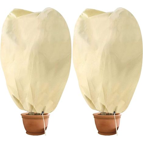 Housse De Protection Hivernale Pour Plantes - 100 x 80 cm - Tissu Non Tissé Anti-Gel UV Résistant - Pour Plantes En Pot Ou Arbustes - 2 Pièces (1/5)
