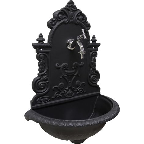Fontaine murale modèle Girona pour jardin potager avec robinetterie en laiton finition au choix : chrome