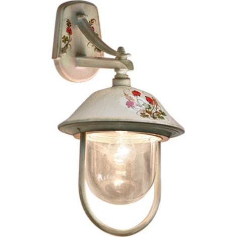 Applique Esterno Classica Bari Metallo Ceramica Bianco Sfumato Oro 1 Luce E27 (1/5)