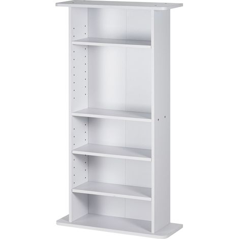 Mophorn-Medienaufbewahrungsschrank, 5-lagiges DVD-Regal für bis zu 240 CDs, verstellbare Regale zum Ordnen von Musik, Filmen, Spielen, weißes Finish